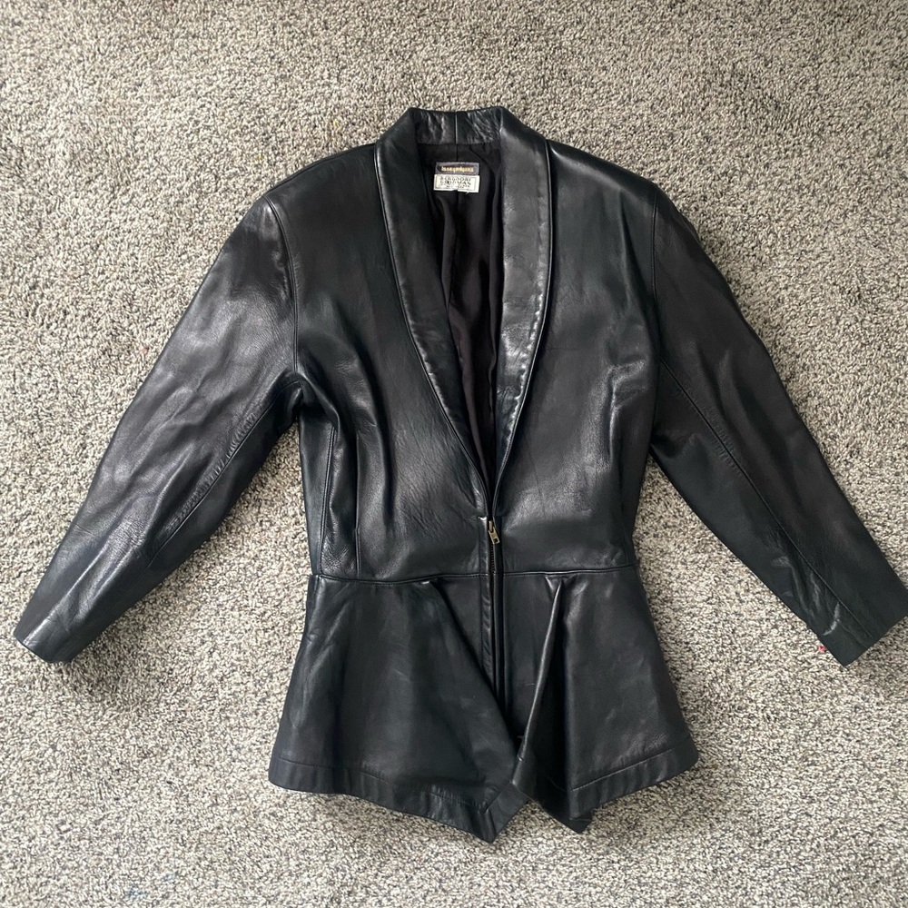 Issey miyake  Black Leather Jacket